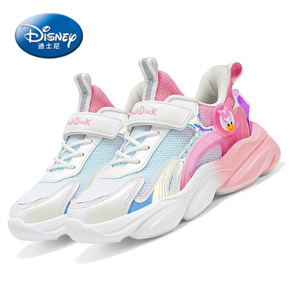 2022 New Disney Kids Casual Sneakers For Spring Summer Girls Lovely Donald Duck Sports Shoes Students Non-slip Breathable Shoes