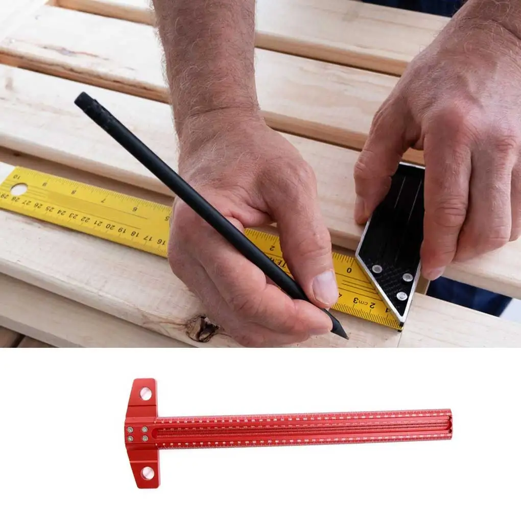 

Marker Ruler Red Aluminium Alloy Durable Marking Scribing Gauge Woodworking Layout Tool Tools Rulers Carpenter 400MM
