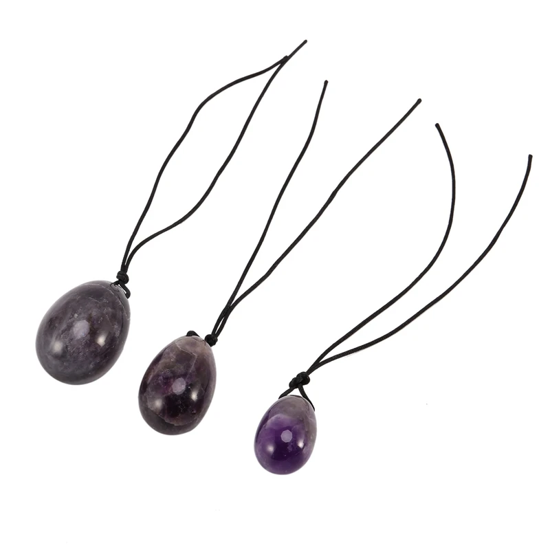 

Natural Amethyst Yoni Egg Set Female Pelvic Floor Muscle Kegel Movement Tightening Emerald Crystal Yoni Egg