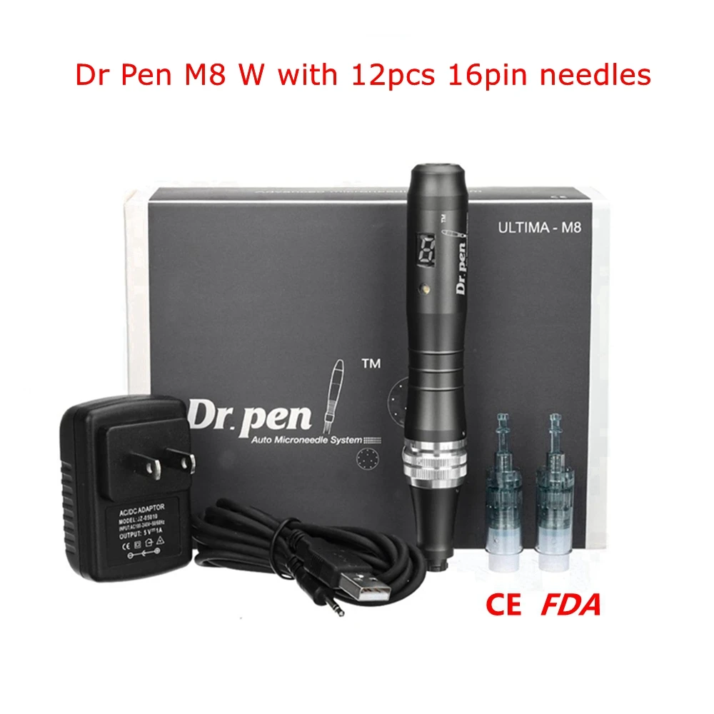 Dr pen Ultima M8 With 12 pcs Cartridges Wireless Derma Stamp Skin Care Kit Microneedle Home Use Beauty Machine