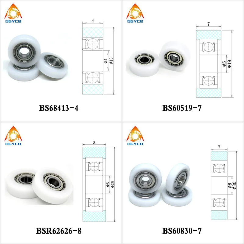 

4pcs 6x26x8 mm S626ZZ Coated Bearing POM Flat Roller BS62626-8 26 mm OD Drawer Track Guide Nylon Wheel Silde Rolling Pulley
