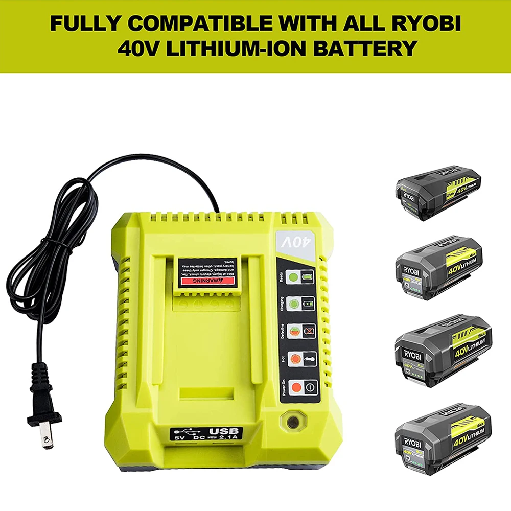 

40V Charger for Ryobi OP401 Lithium-Ion Battery Charger For OP4050A OP4015 OP4026 OP4030 OP4040 OP4050 OP400A OP403A ZROP401 NEW