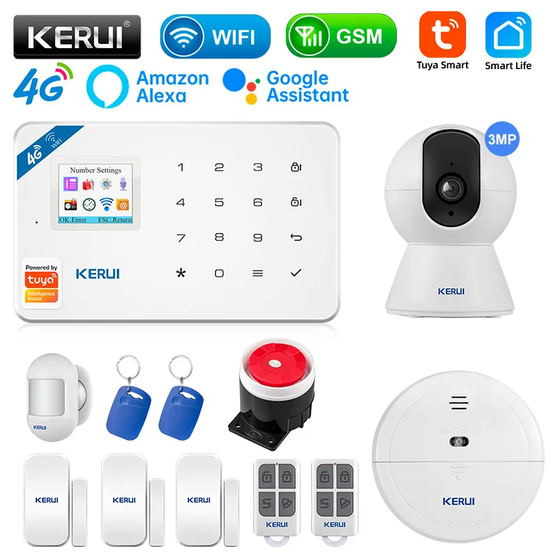 

KERUI W184 1,7 дюйма GSM 4G WIFI приложение Tuya Умный дом Охранная сигнализация для дома TFT цветной дисплей экран Противоугонная сигнализация