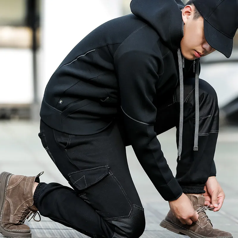 Флисовые зимние рабочие брюки с функциональными карманами светоотражающие для