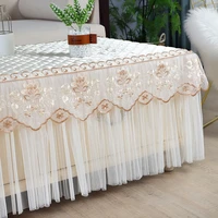 europe tulle floral table skirt rectangle lace white tablecloth tea table cloth wedding party dinner table cover home room decor