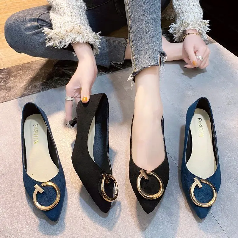 Professional High-heeled Shoes In The Spring and Autumn of 2021, New Joker Stilettos and Pointed Shoes for Work, Soft Sole Women