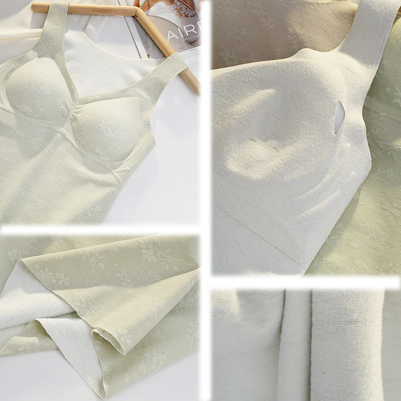 Bra & Vest In One Keep Warm vest Women Underwear One Piece Seamless Plus Velvet Top Underlay