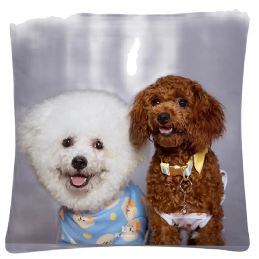 

Animal Cute Dog Cushion Cover with Photorealistic Pattern Polyester Sofa Decoration Pillow Cover Home Decoration Pillow Cover