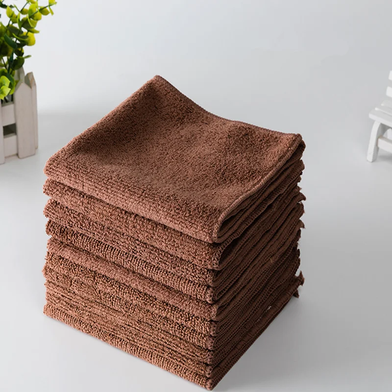 

1PCS Cheap Absorbent Textile Soft Cotton Towels 30cm Solid Color Kitchen Rag Brown Towels Hand Shower Towel Bathroom Washcloth