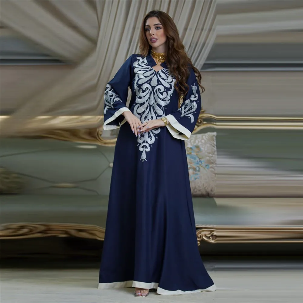 

Рамадан Eid Abaya хиджаб с вышивкой платье 2022 марокканский Caftan Dubai Jalabiya арабский, Ближний Восток Исламская мусульманская женская одежда