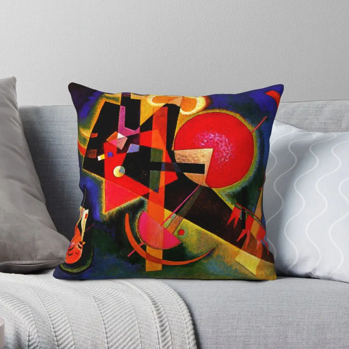 

Квадратный чехол Kandinsky на синюю подушку, полиэстеровый льняной бархатный чехол на молнии с принтом, декоративная подушка, чехол раньше 18 дюй...