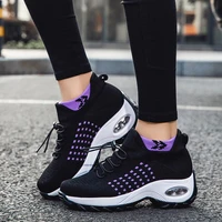 women flat shoe women sports shoes knitting breathable lace solid color round shape flat non slip ladies casual shoes