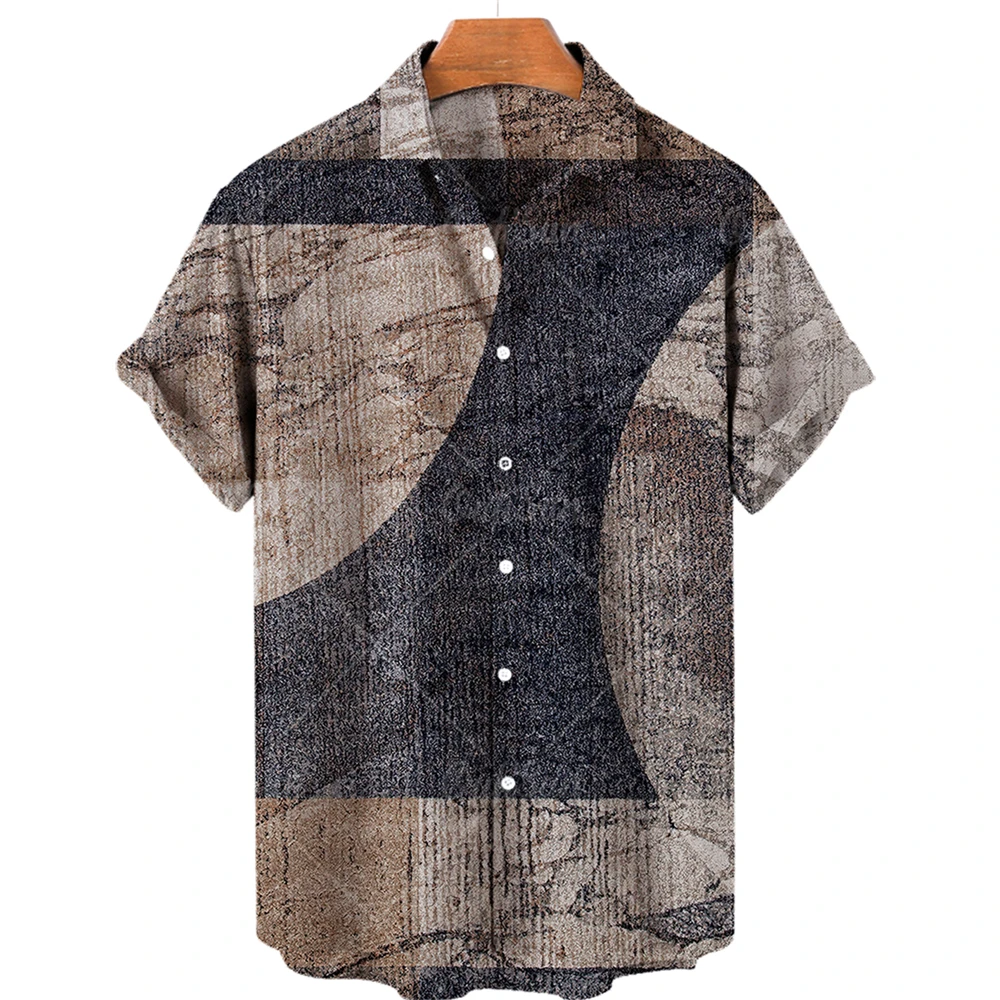 Рубашка мужская оверсайз с коротким рукавом Модная тонкая сорочка в клетку