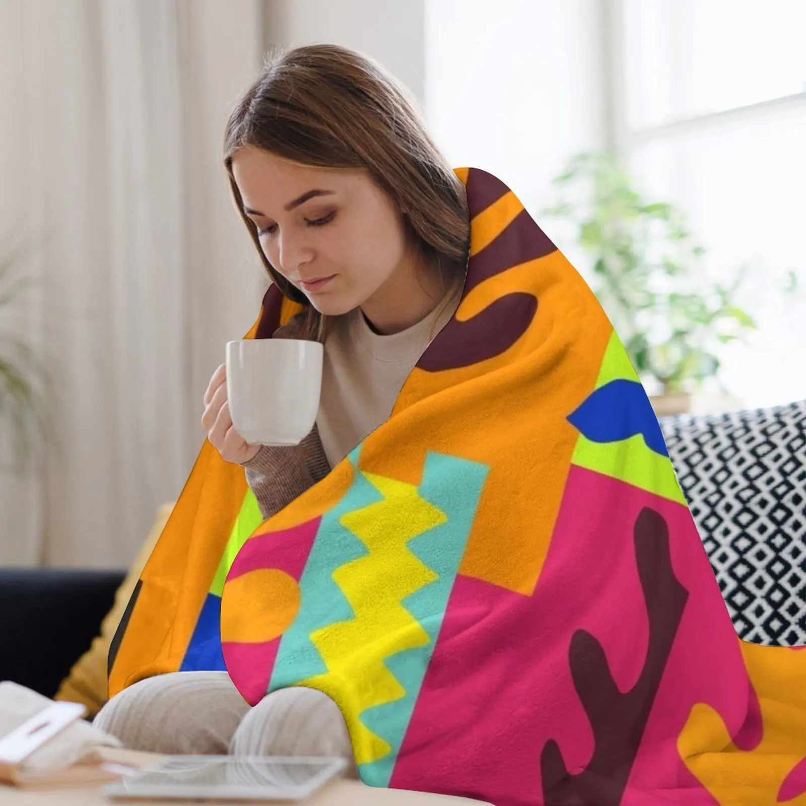 Красочный коллаж в стиле Матисса # 3-х пледы детский диван-кровать туристические