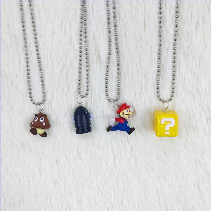 

Super Mario Bros Cartoon Necklace Anime Mario Mario Luigi Yoshi Shy Guy Mushroom Anime Figures Necklace Pendant Kids Toys Gifts