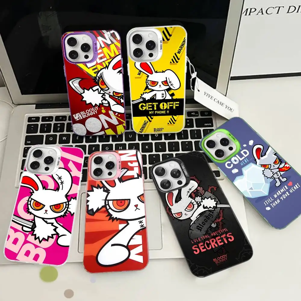 Чехол для телефона Anime B-Bloody Bunny для iPhone 17 16 15 14 11 12 13 Pro Max Plus Pro, цветной, серебристый (art.: 3920d996cd80d) - 3920d996cd80d