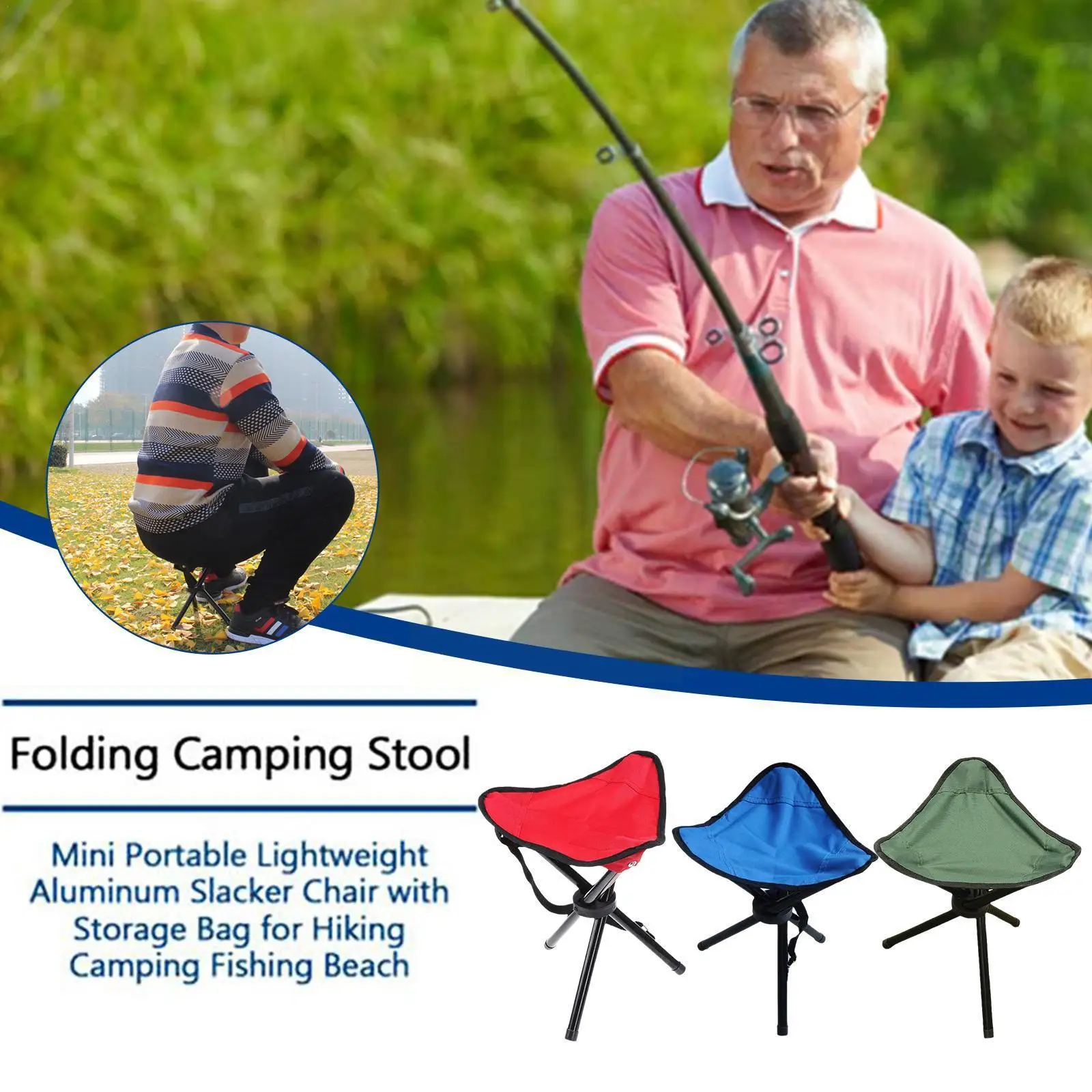 

1pCS Foldable Portable Tripod Stool Folding Chair for Outdoor Fishing Camping Hunting Hiking Ultralight Hot W4U2