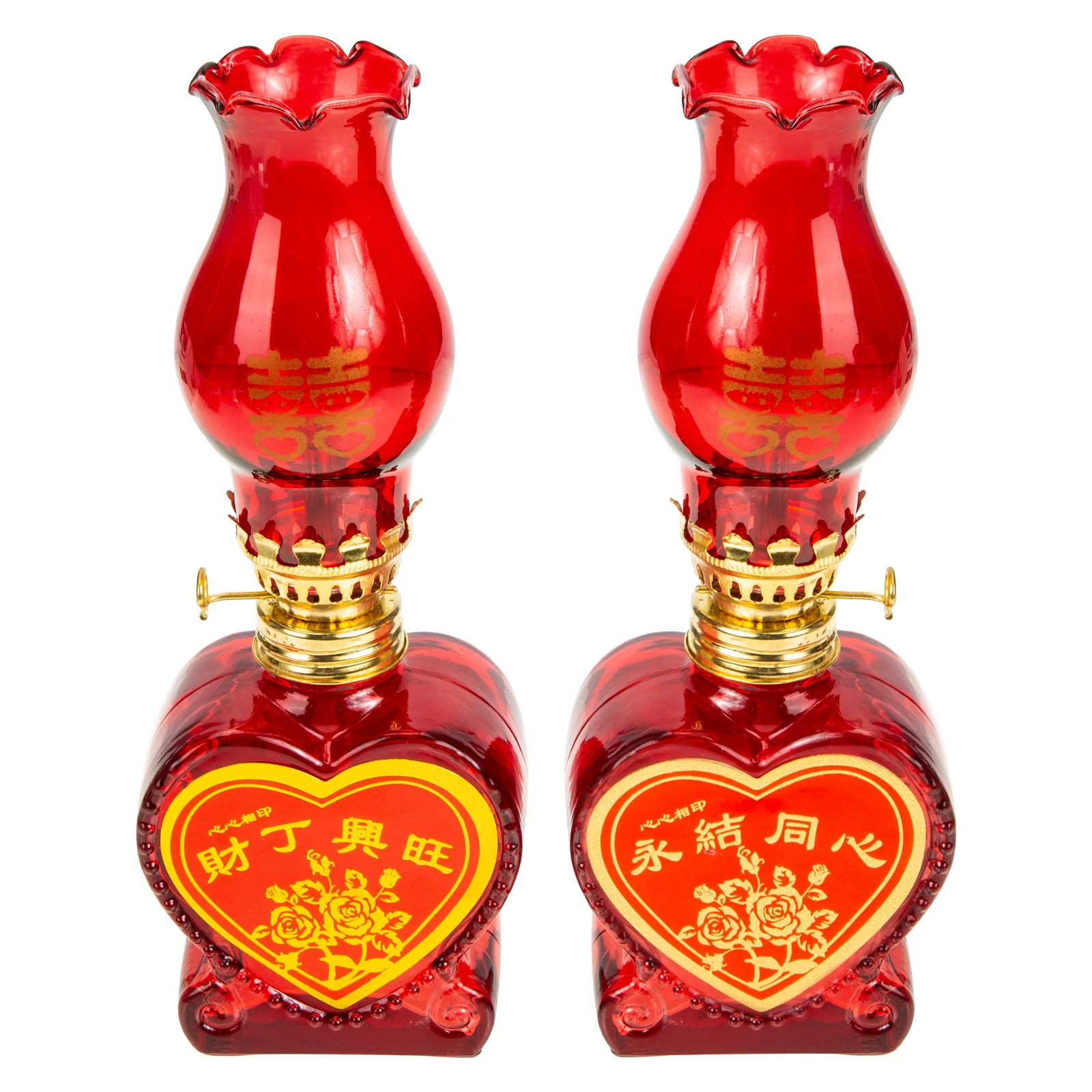 1 Pair of Glass Kerosene Lamp Retro Desktop Lamp Traditional Wedding Oil Lantern