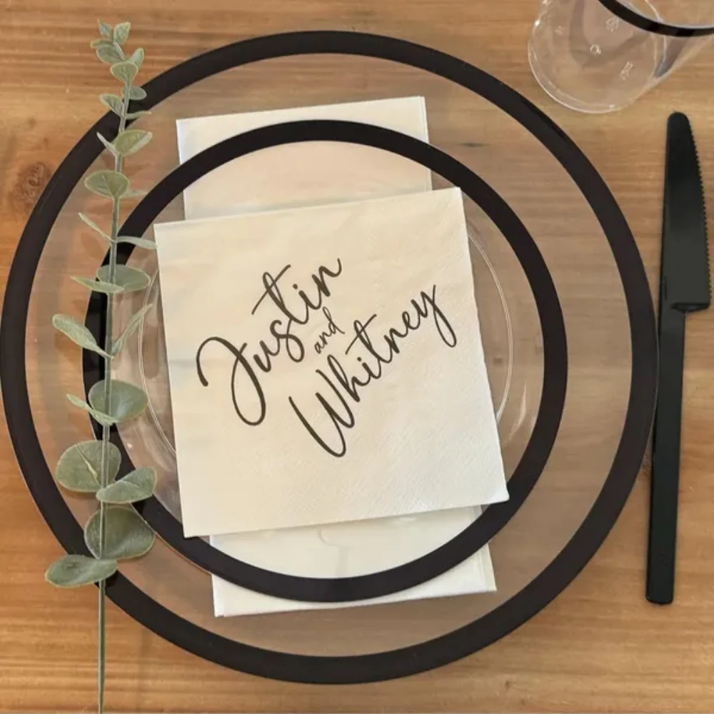 Custom Wedding Napkins With Text | Personalized Fun Facts Sheets and more Put Any On Cocktail Napkins，50Pcs