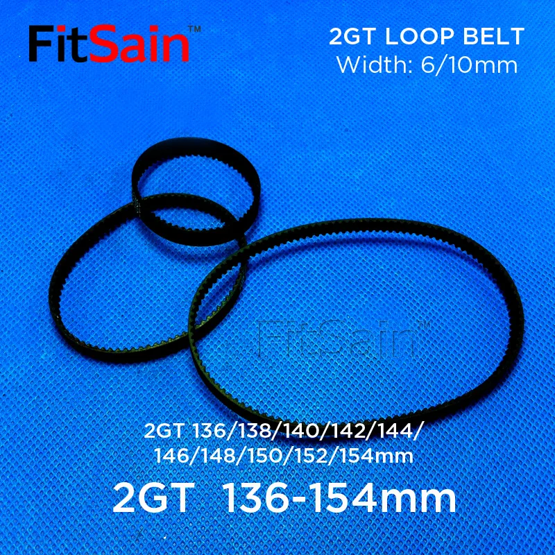 

FitSain-2GT Timing Belt 136/138/140/142/144/ 146/148/150/152/154mm Rubbe Toothed Belt Closed Loop Synchronous Belt pitch 2mm