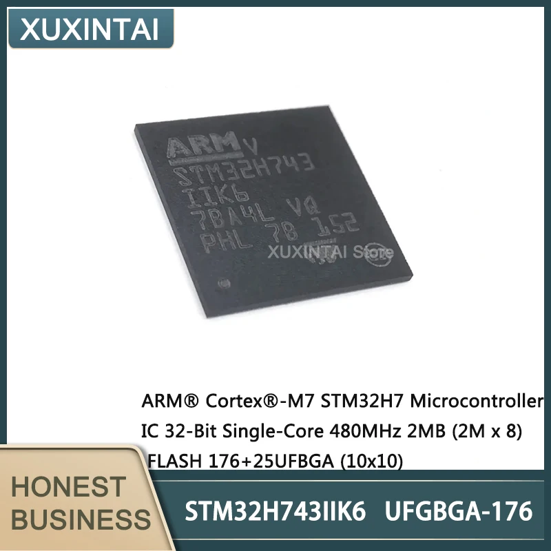

Микроконтроллер STM32H743IIK6 STM32H743 MCU, микроконтроллер IC 32 бит, одноъядерный, 480 МГц, 2 Мб (2M x 8), флеш-память 176 + 25UFBGA (10x10)