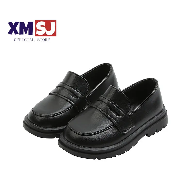 Kids Loafers Slip-on Pu Leather Shallow Black Brown Boys Girls Flat Shoes 21-36 Toddler Fashion Leisure Children Casual Shoe enlarge