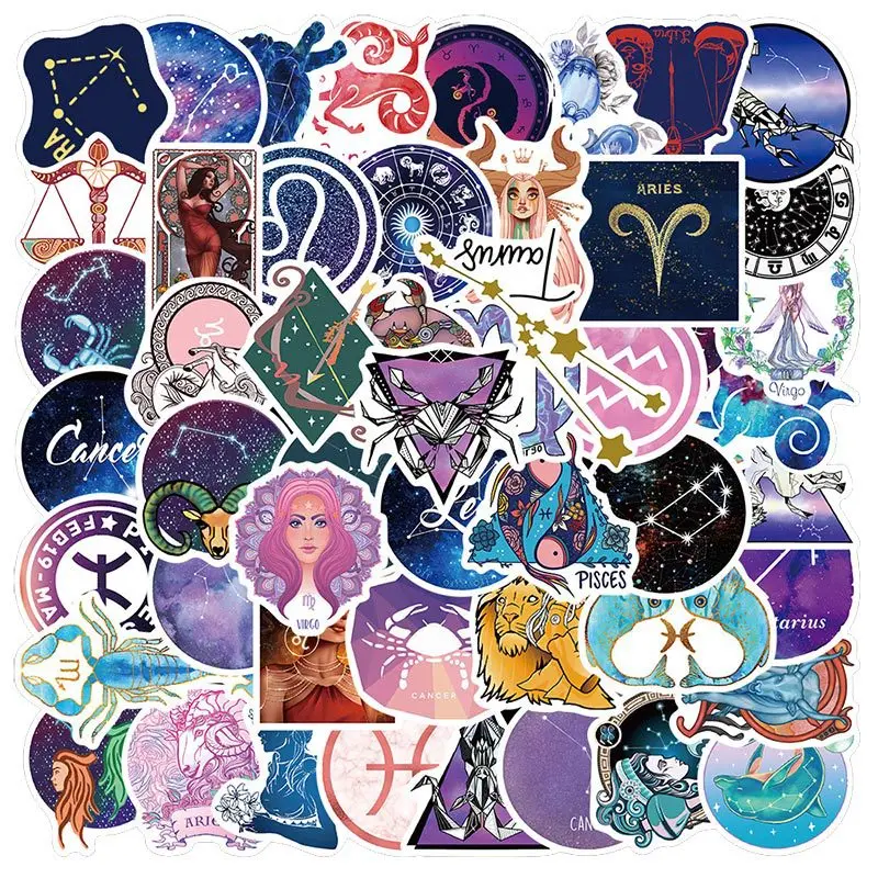 

50pcs Constellation Graffiti Sticker Laptop Water Cup Guitar Skateboard Luggage Decoration Waterproof Sticker