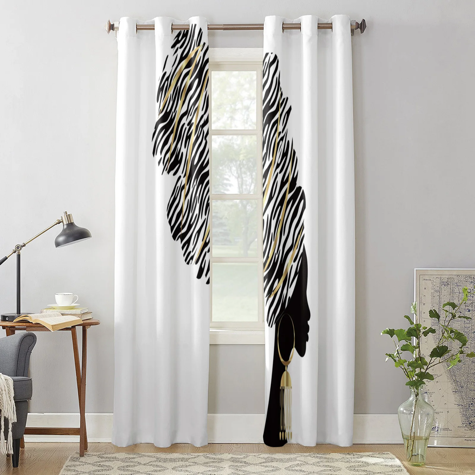 Черные женские африканские черные белые современные оконные занавески s для
