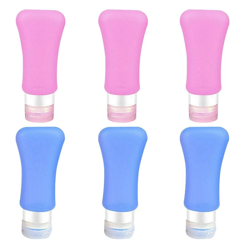 

6Pcs Silicone Travel Bottles Containers Cosmetic Pots Empty Lotion Liquid Bottle