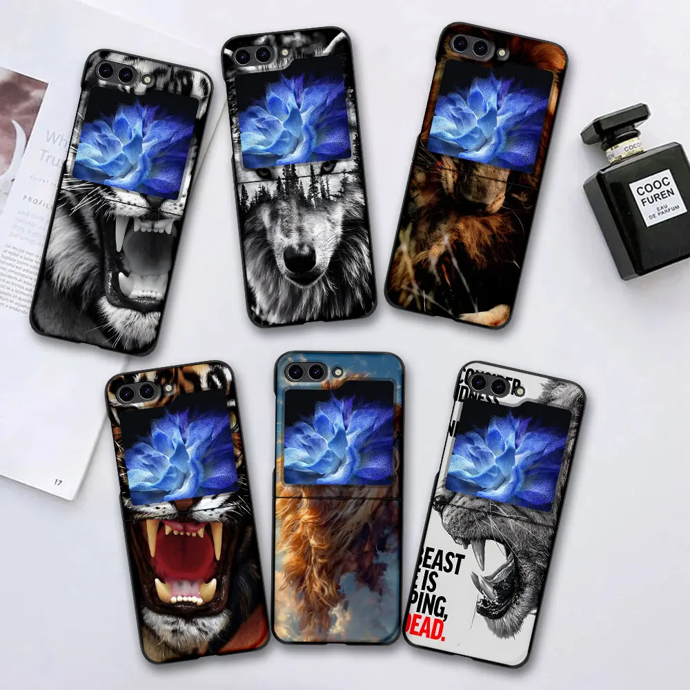 Чехол Lion Tiger Beast King Wolf для Samsung Galaxy Z Flip6 Flip5 черный чехол мобильного телефона Flip 5 6
