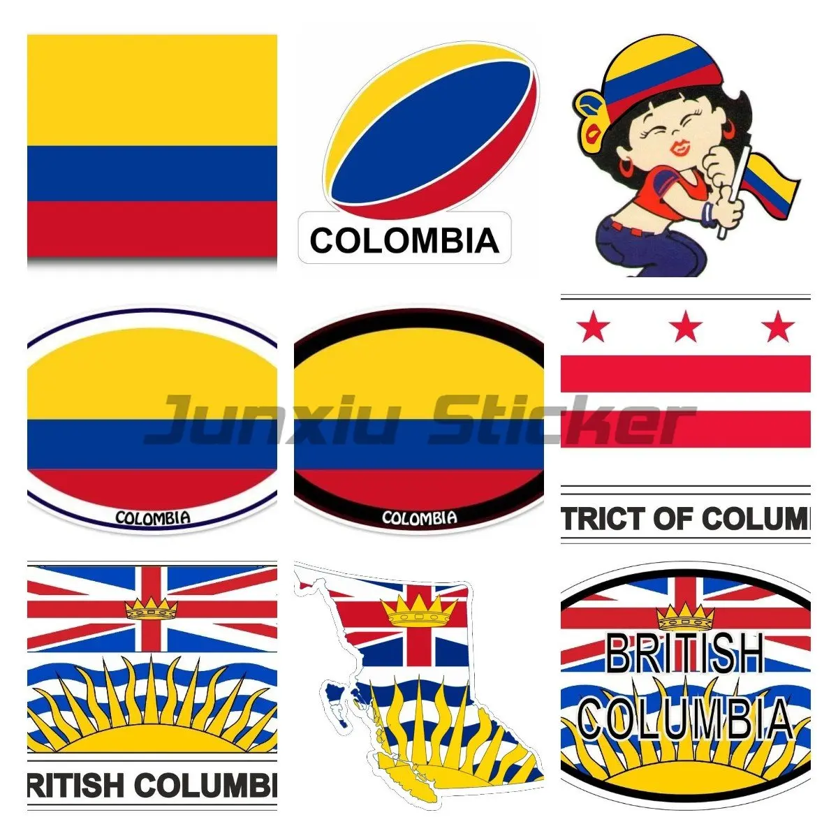 

Забавный флаг Колумбии Автомобильная Наклейка Виниловая наклейка на бампер окно Водонепроницаемая стильная графика для автомобиля