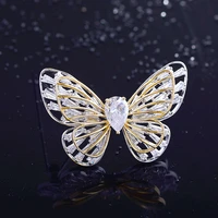 elegant copper inlaid zircon butterfly brooch fashion temperament with pins fresh and simple personality anti glare accessories