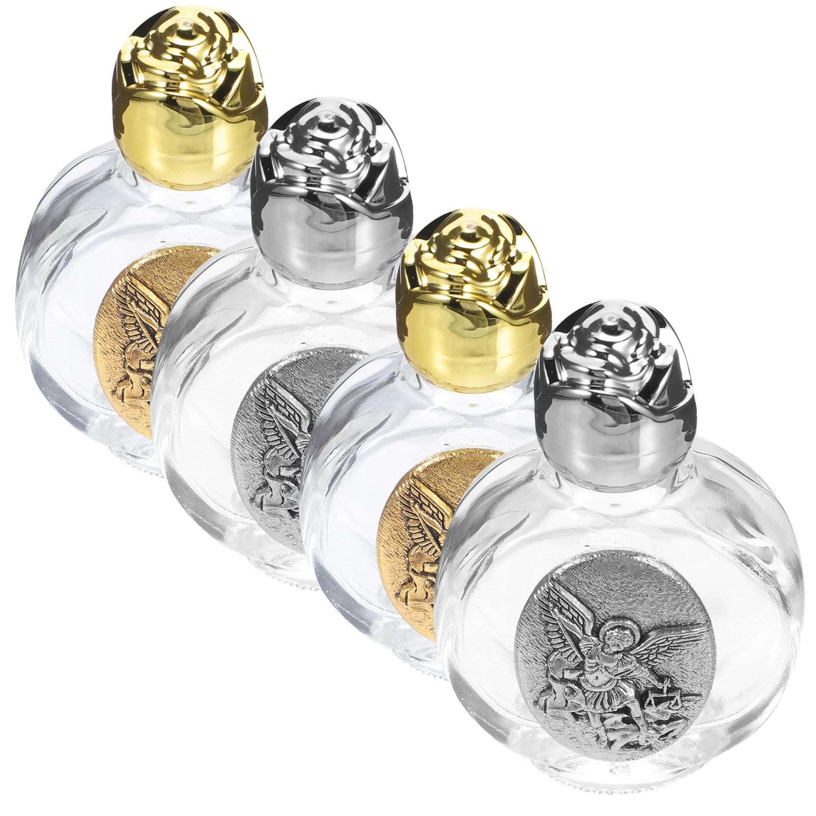 

4 Pcs Light House Decorations Home Embossed Holy Water Bottle Tiny Bottles Wedding Font Decorative Alloy Baptism Girls Travel