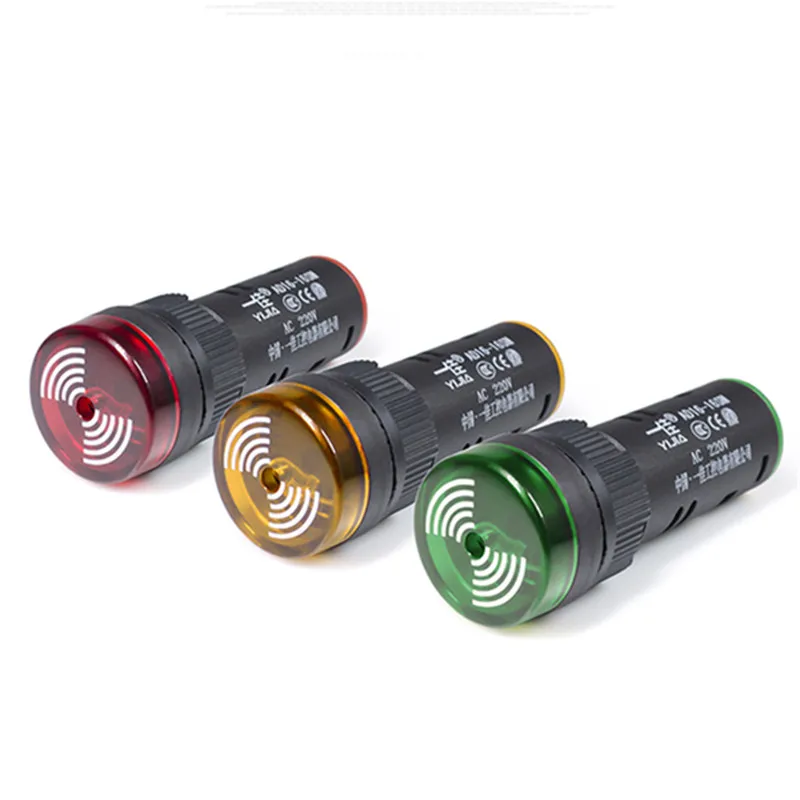 

AD16-16SM 16mm buzzer AD16 12V 24V 220V 380V Flash Signal Light Red LED Active Buzzer Beep Alarm Indicator Red Green Yellow