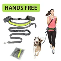 dog collars running walking training with pockets and dog treat pouch adjustable waist belt and flexible bungee belt