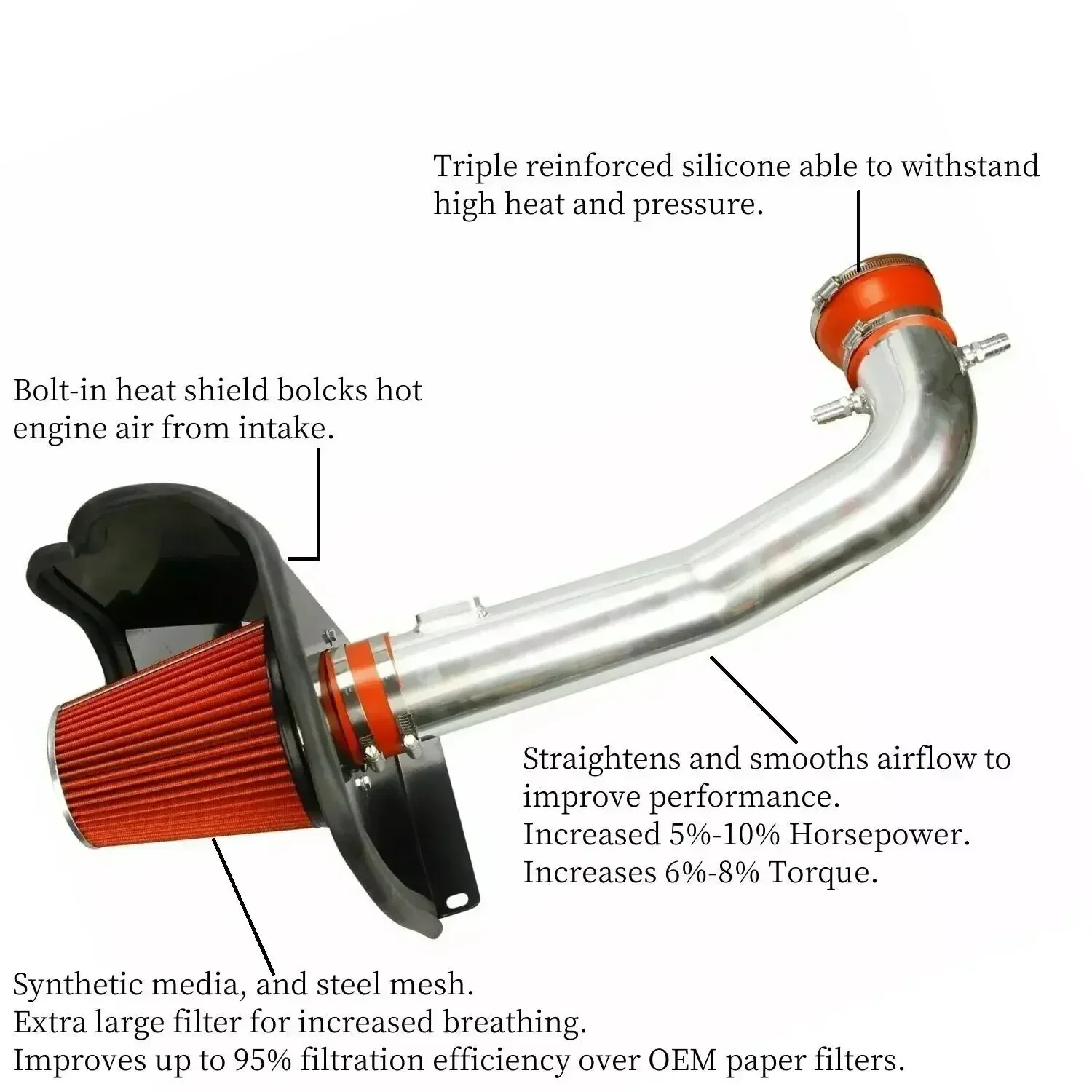 Комплект системы впуска холодного воздуха двигателя с теплозащитным фильтром