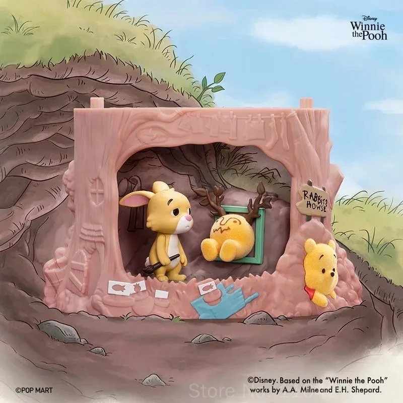 Фото Новая серия POP MART Winnie The Pooh Tree House Theater: коллекционная фигурка в закрытой упаковке, аниме-персонаж, украшение для рабочего стола, модель, игрушка, подарок на день рождения №3