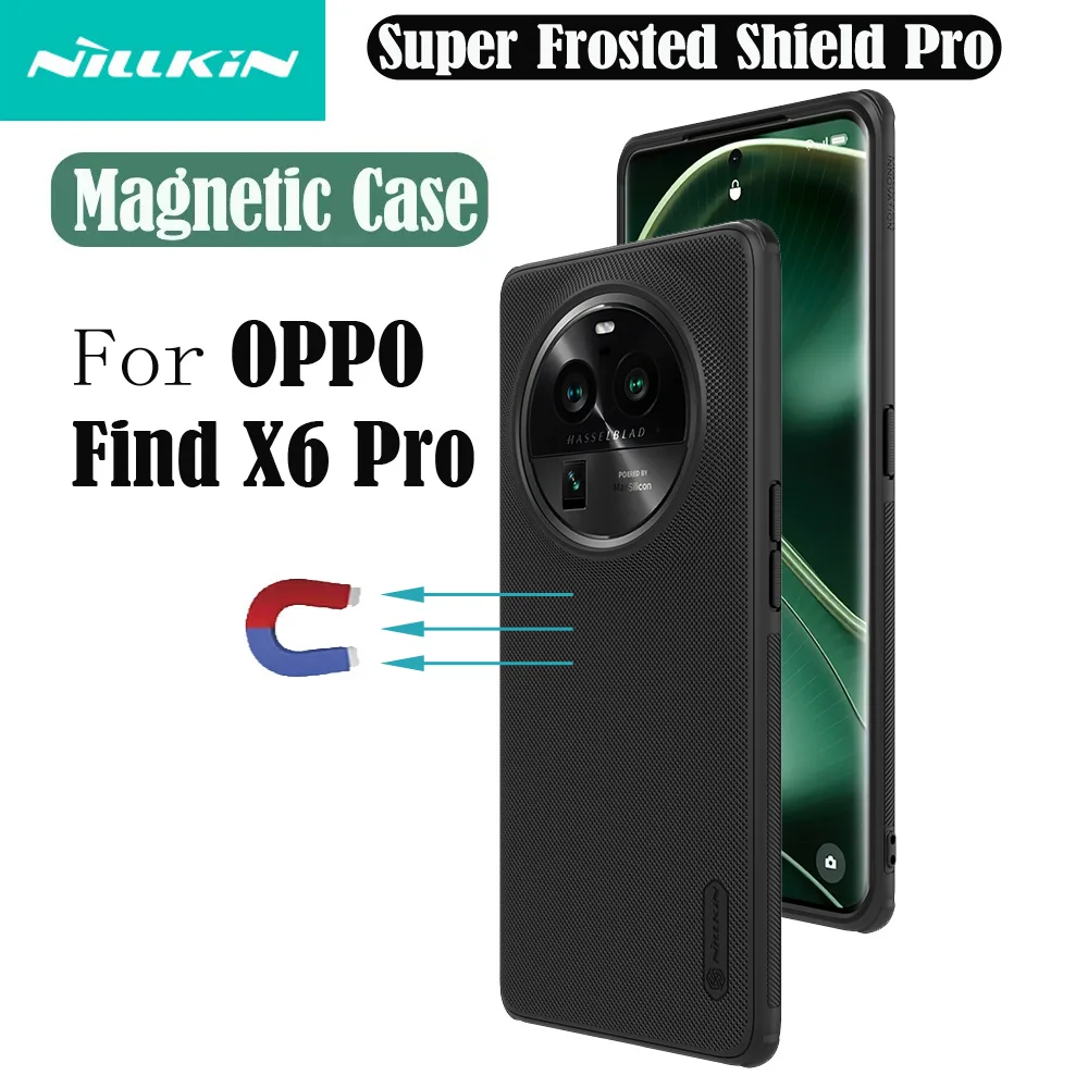 

For OPPO Find X6 Pro Case For MagSafe Nillkin Frosted Shield Pro TPU Frame Magnetic Case Wireless Charge Cover For Find X6Pro