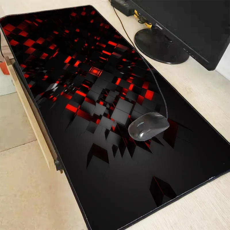 Gaming Mouse Pad Black and Red 3D Pattern Desk Mat with High-end Rubber Mice Pad 300x700/400x700mm Gaming Accessories Table Pad