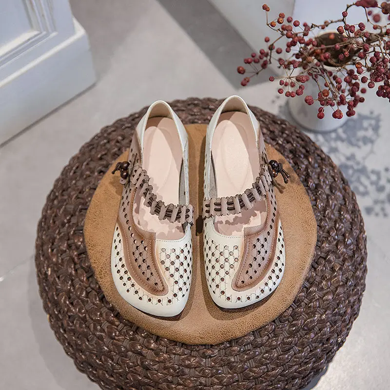 Xiuteng  Cowhide Women's Shoes Spring And Autumn Models 2022 Flat Shoe Bottom Mother Shoes Non-Slip Large Size Cow Leather Shoes