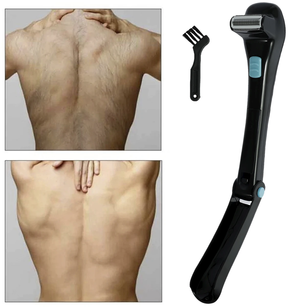 

New 14.7inch Electric Back Hair Shaver Cordless Body Shaver 180 Degrees Foldable Back Razor Pain-Free Back Hair Removal Shave