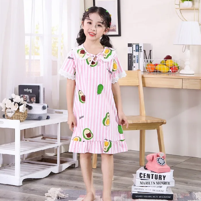 

Avocado Nightdress For Children 2022 Summer Dresses Girl Baby Cotton Princess Nightgowns Home Clothes Inflant Kid Soft Sleepwear