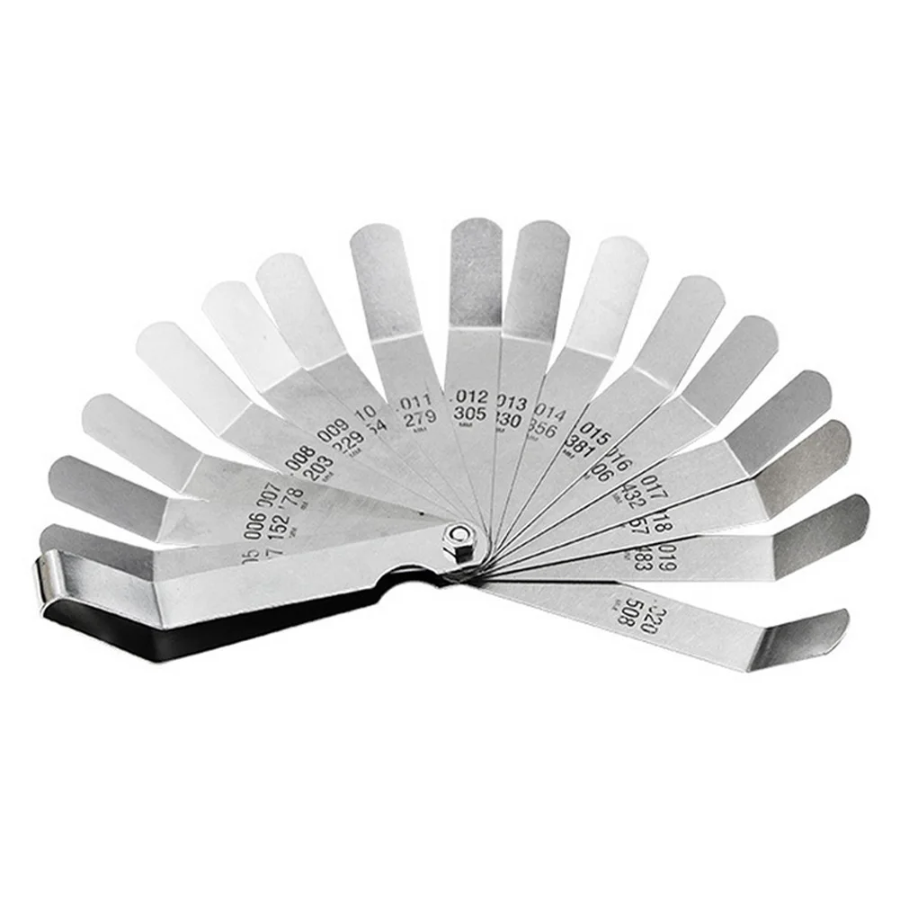 

16pcs Feeler Gauge 0.127-0.508MM Blades Offset Imperial Metric 45º Metal