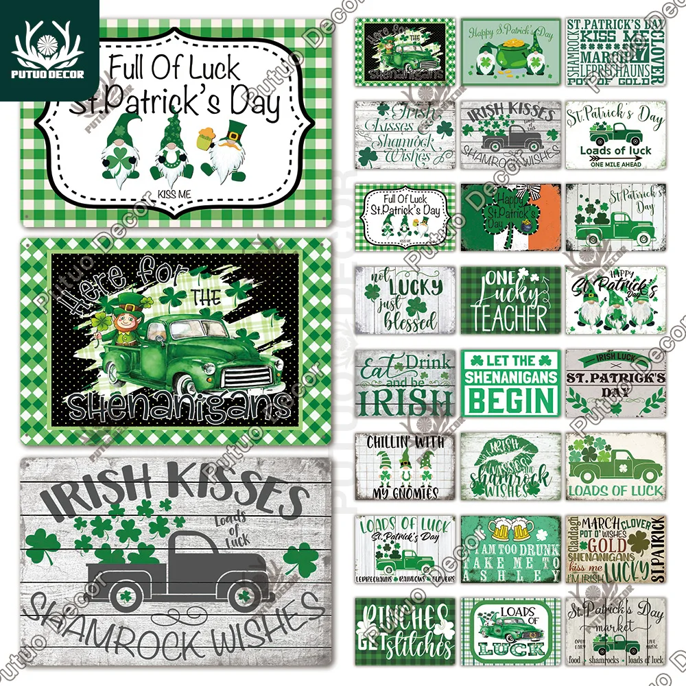 

Putuo Decor 2021 Saint Patrick's Day Tin Sign Metal Poster Festival Plaque Wall Decoration For Living Room Home Decorative Plate