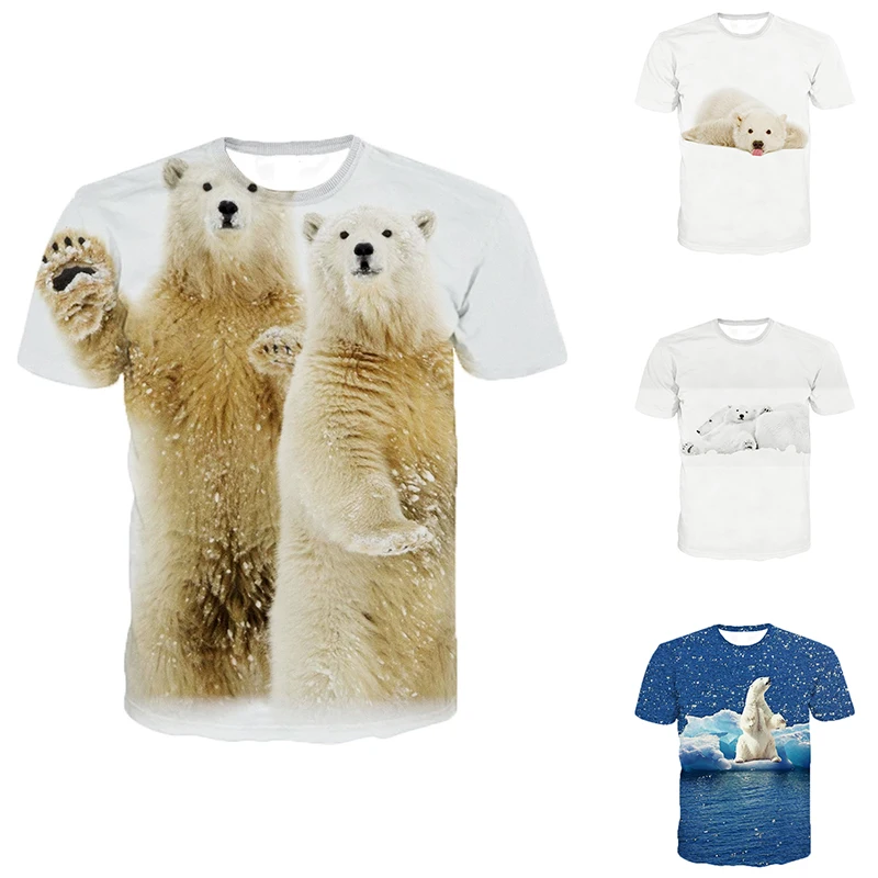 

Animal Polar Bear Cute 3d T-shirt Street Men Personalized T-shirt Polar Bear T-shirt