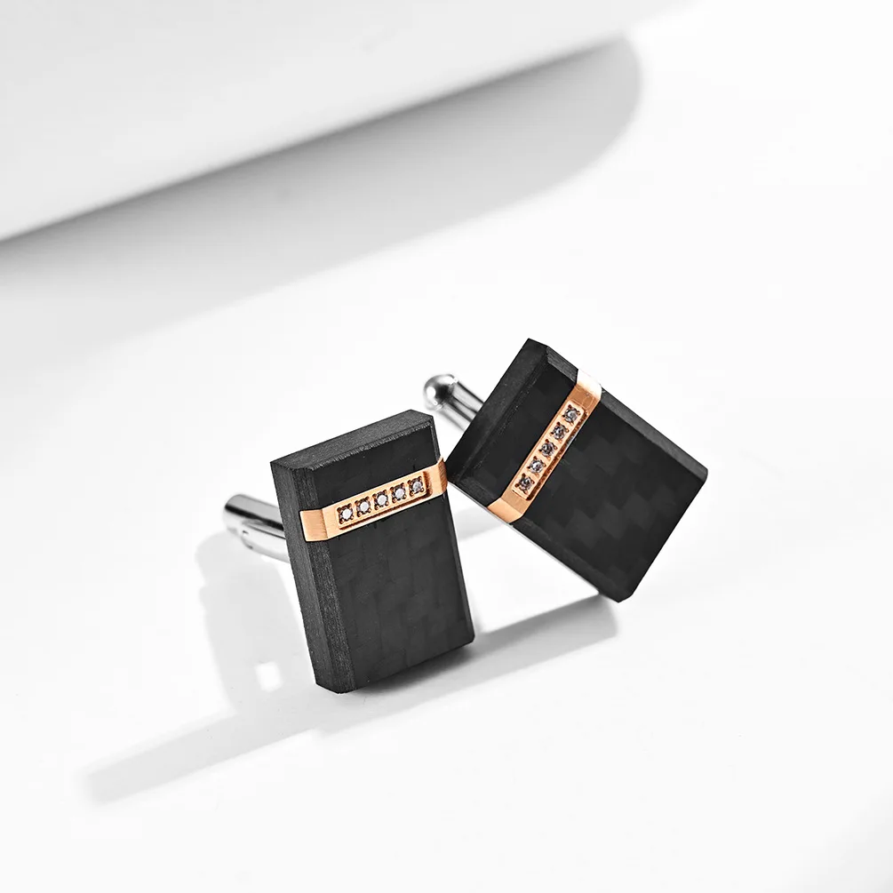 Stainless Steel Combination Solid Carbon Fiber Cufflinks Men's Dress Shirt Cufflinks Commuter Banquet Essential Exquisite Gift