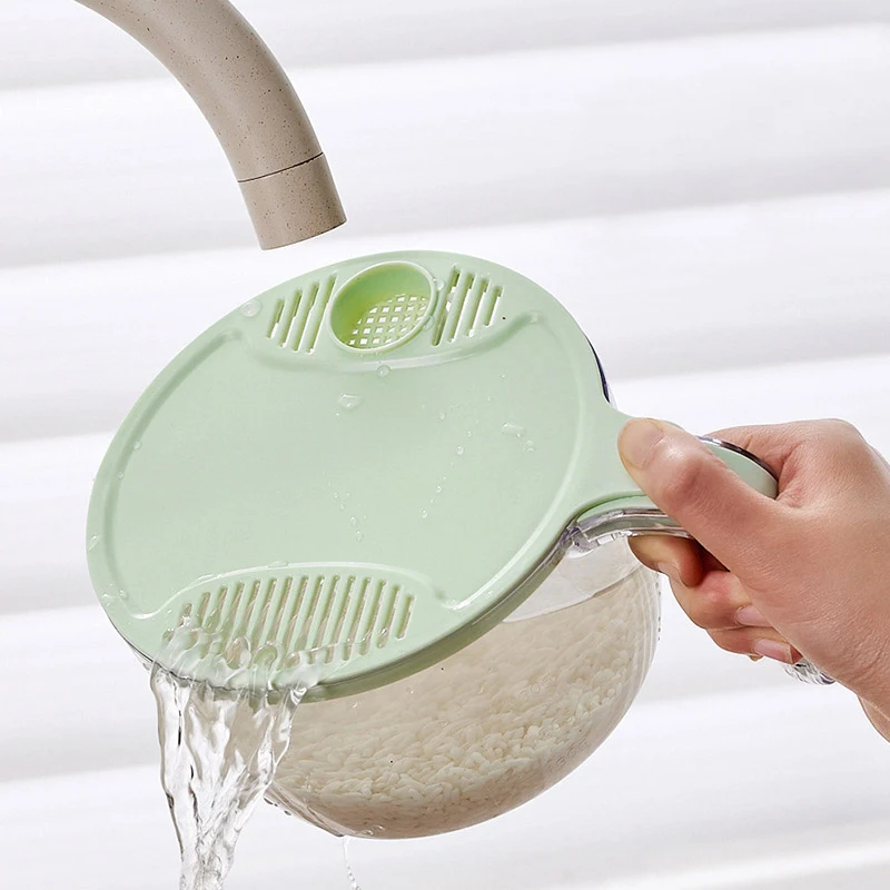 

Rice Washer Rice Drain Basket Plastic Vegetable Washing Basket Handles Strainers with Lids Fruit Pasta Strainer Colander Bowl