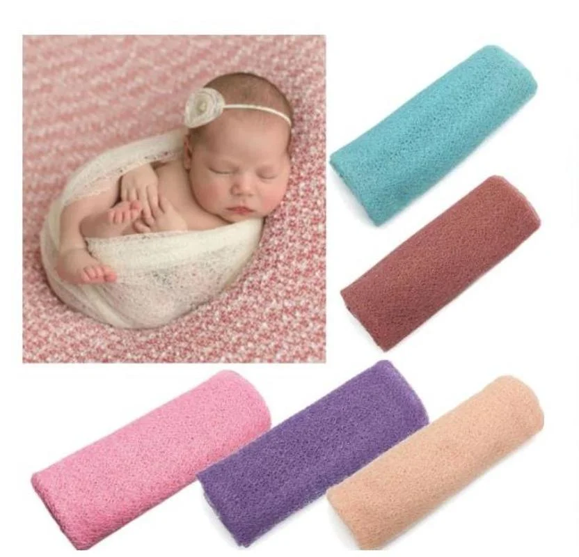 

22 Color Newborn Baby Photography Props Wraps Photo Shooting Accessories Photograph Flower Blanket Backdrop Lace Elastic Fabric