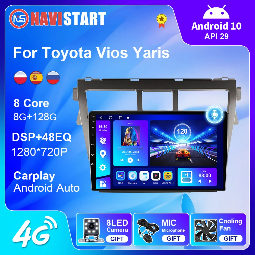 

Автомагнитола NAVISTART для Toyota Vios Yaris 2007 2008-2012, мультимедийный видеоплеер с GPS, Android, Автомагнитола для Carplay, 2din DVD