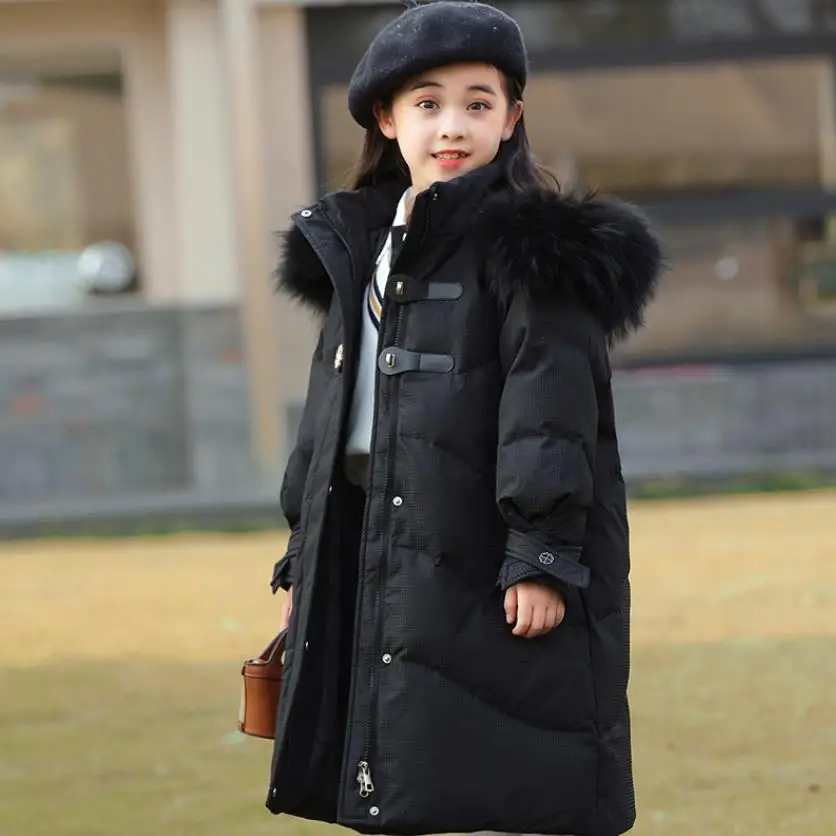 Русский Зимний новый Детский пуховик Длинная парка с капюшоном для улицы модная